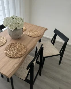 Sæt med 2 spisebordsstole ISLE Træ Sort/beige