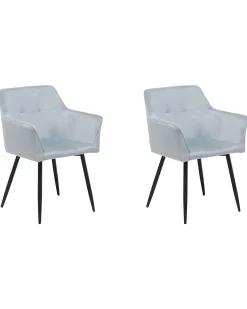 Sæt med 2 spisebordsstole JASMIN Velour Lysegrå