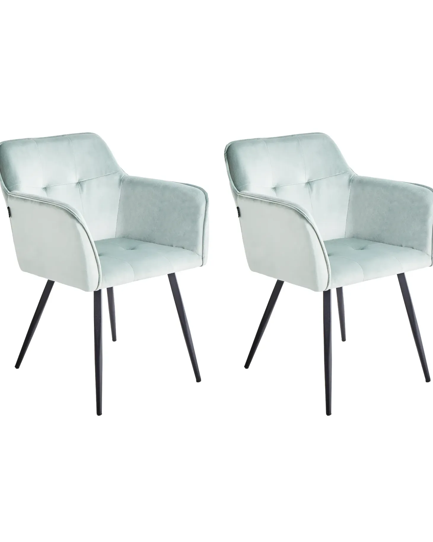 Sæt med 2 spisebordsstole JASMIN Velour Mintgrøn
