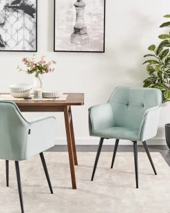 Sæt med 2 spisebordsstole JASMIN Velour Mintgrøn
