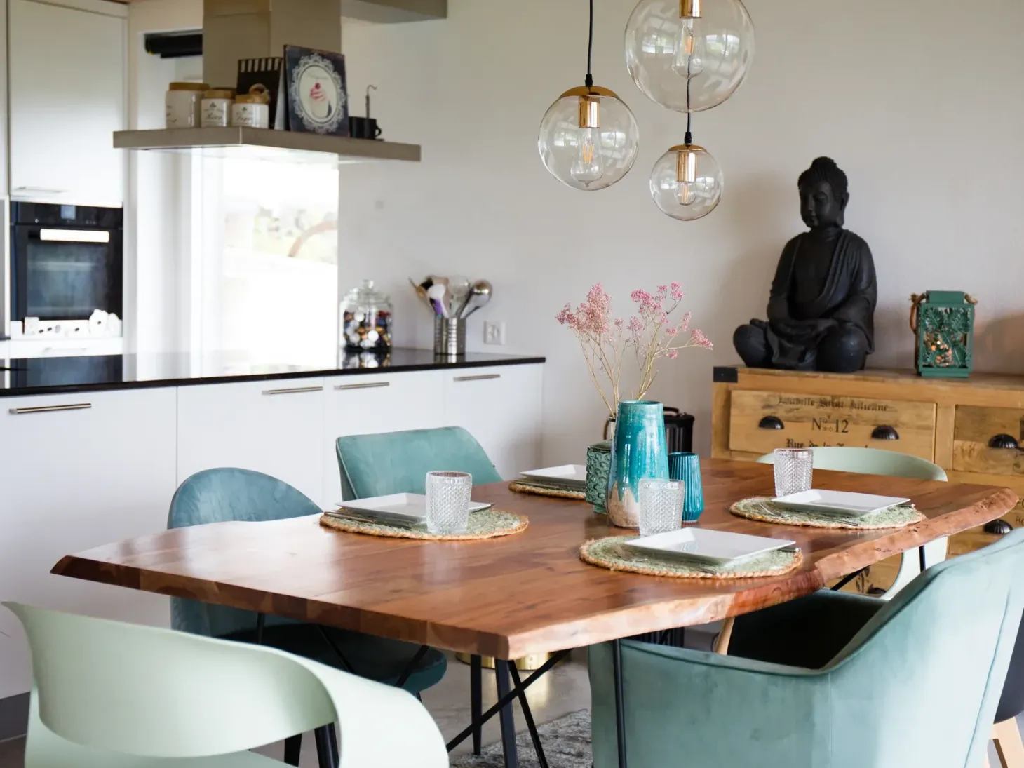 Sæt med 2 spisebordsstole JASMIN Velour Mintgrøn