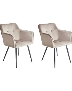 Sæt med 2 spisebordsstole JASMIN Velour Brungrå