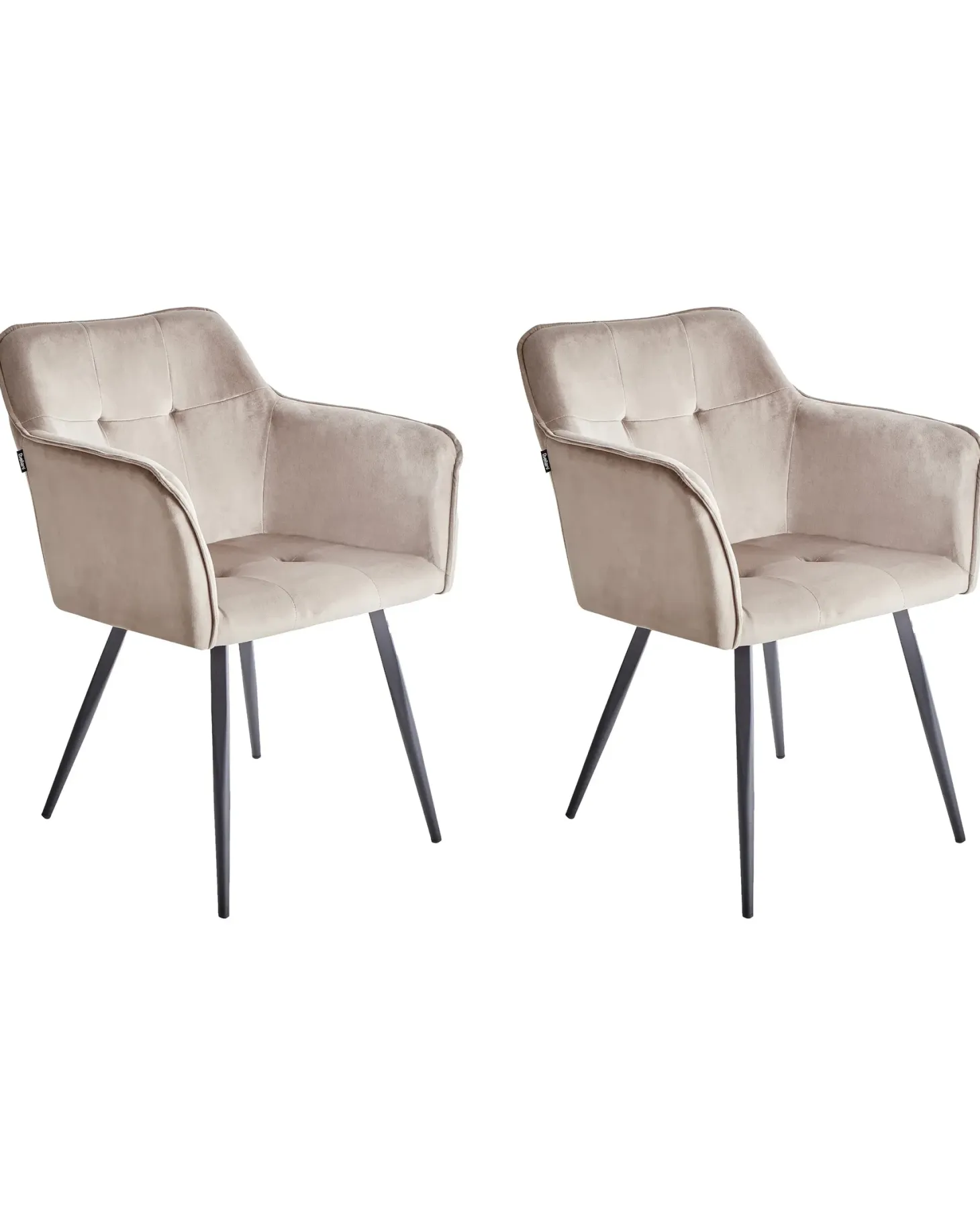 Sæt med 2 spisebordsstole JASMIN Velour Brungrå
