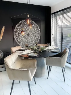 Sæt med 2 spisebordsstole JASMIN Velour Brungrå