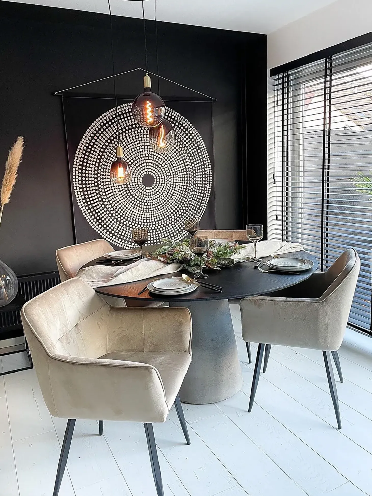 Sæt med 2 spisebordsstole JASMIN Velour Brungrå