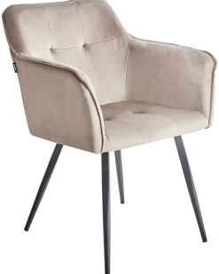 Sæt med 2 spisebordsstole JASMIN Velour Brungrå