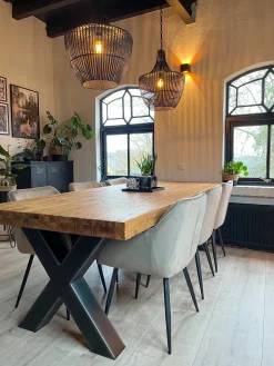 Sæt med 2 spisebordsstole JASMIN Velour Brungrå