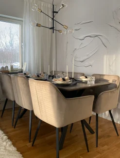 Sæt med 2 spisebordsstole JASMIN Velour Brungrå