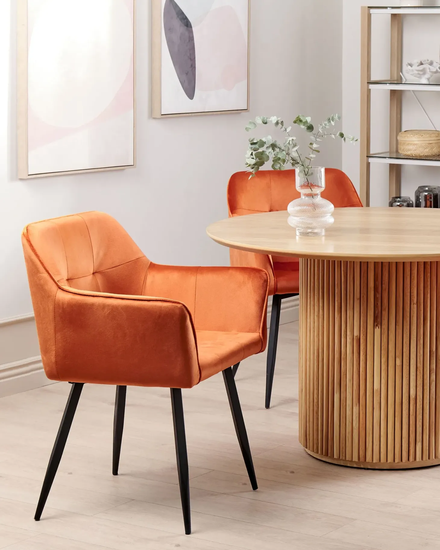 Sæt med 2 spisebordsstole JASMIN Velour Orange