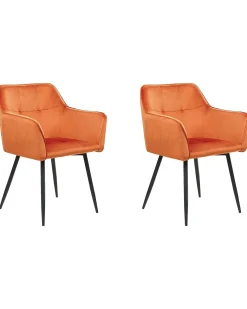 Sæt med 2 spisebordsstole JASMIN Velour Orange