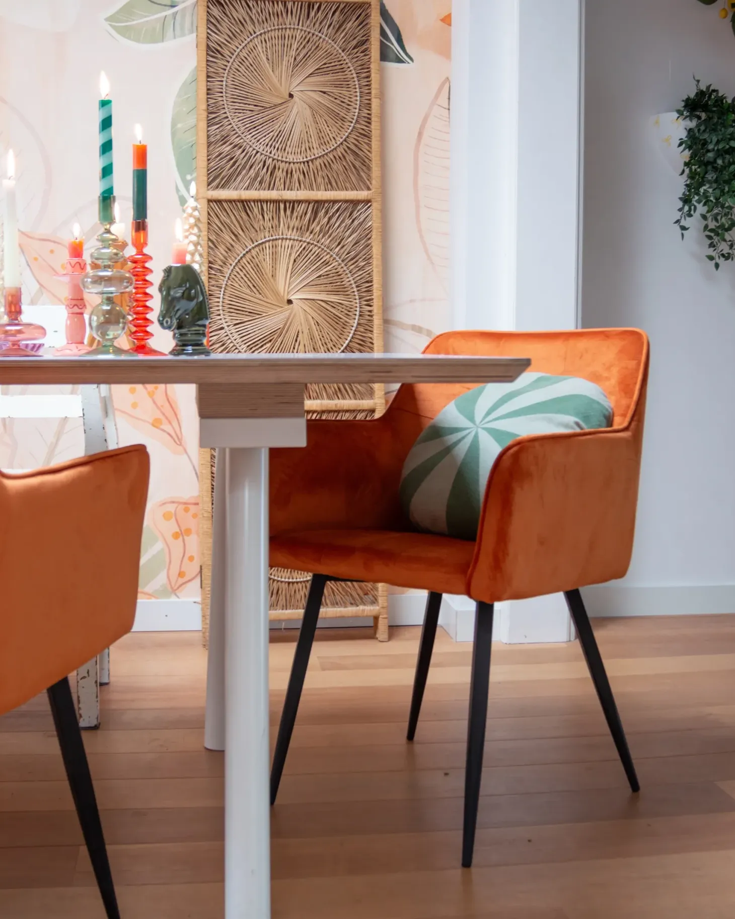 Sæt med 2 spisebordsstole JASMIN Velour Orange