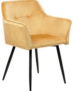 Sæt med 2 spisebordsstole JASMIN Velour Sennepsgul