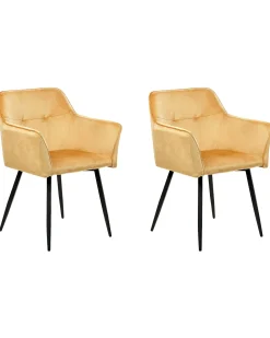 Sæt med 2 spisebordsstole JASMIN Velour Sennepsgul