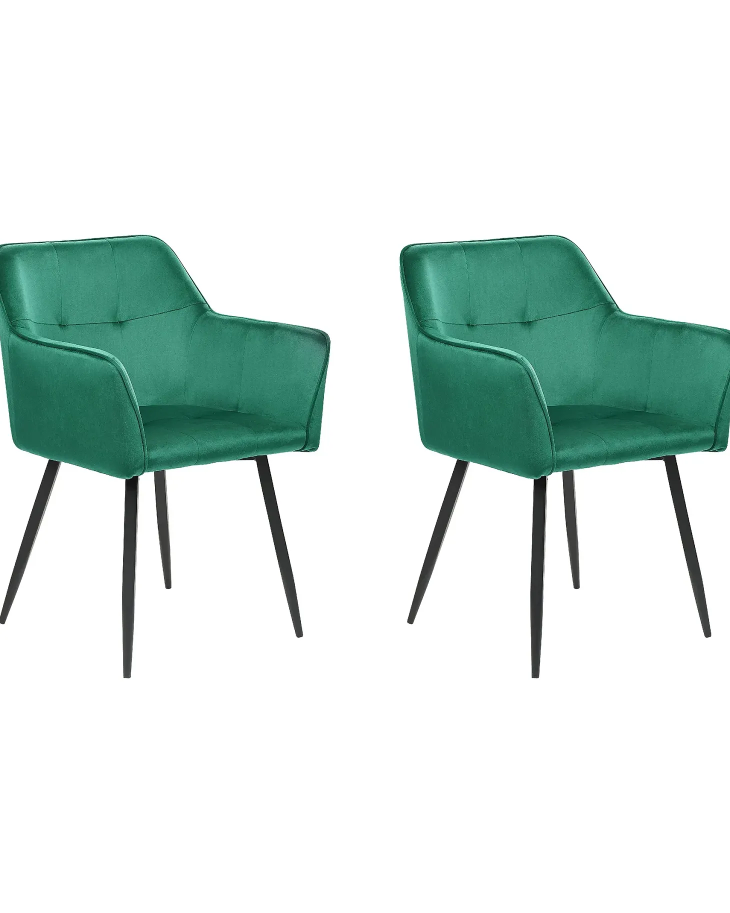 Sæt med 2 spisebordsstole JASMIN Velour Smaragdgrøn