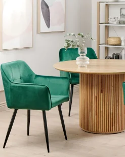 Sæt med 2 spisebordsstole JASMIN Velour Smaragdgrøn
