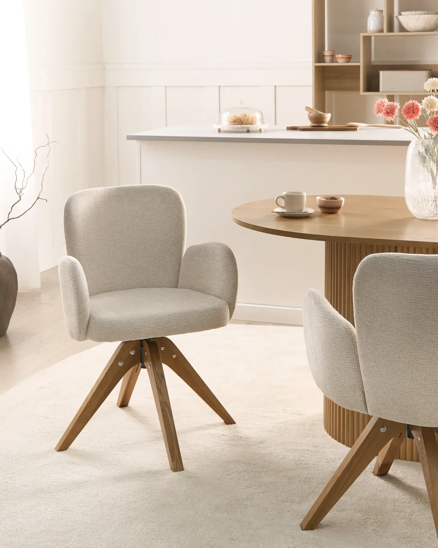 Sæt med 2 spisebordsstole JEAN Lys Beige