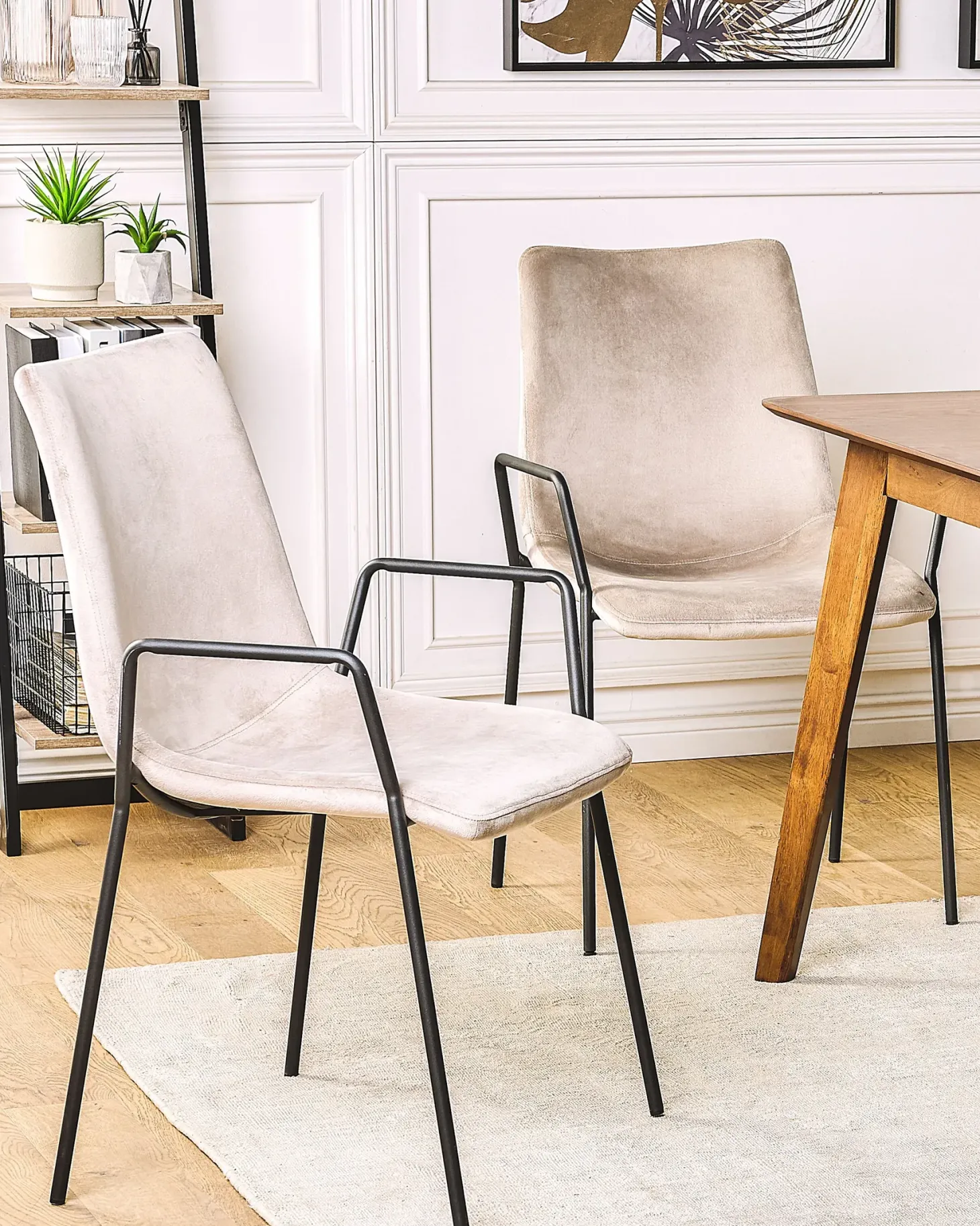 Sæt med 2 spisebordsstole JEFFERSON Velour Brungrå