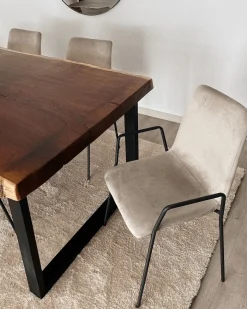 Sæt med 2 spisebordsstole JEFFERSON Velour Brungrå