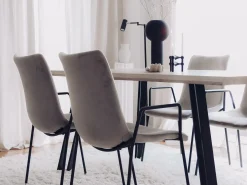Sæt med 2 spisebordsstole JEFFERSON Velour Brungrå
