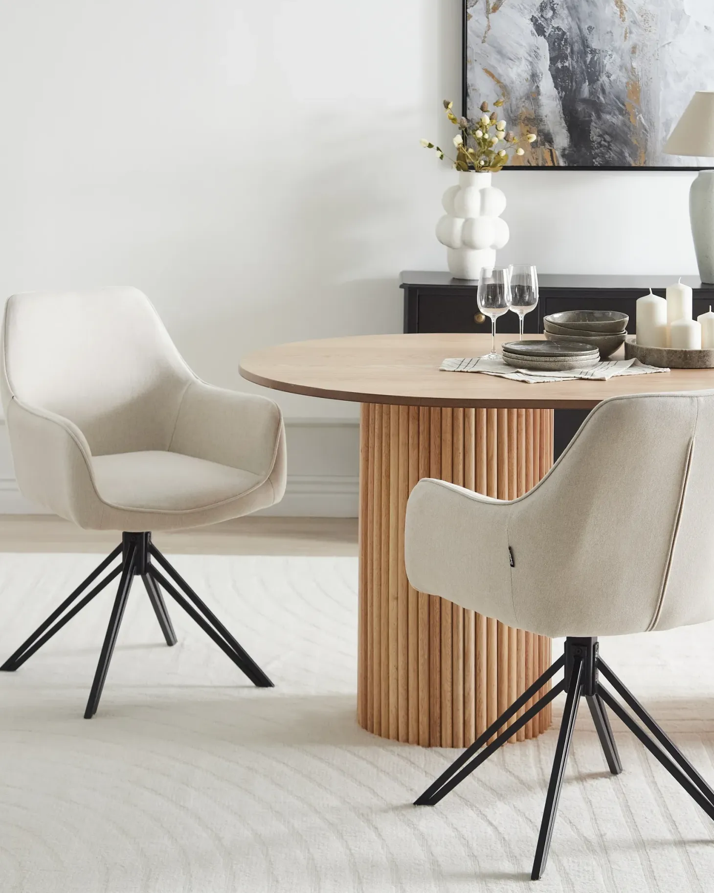 Sæt med 2 spisebordsstole JODAR Lys Beige