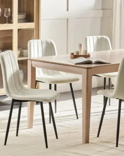 Sæt med 4 spisebordsstole KALISPELL Velour Cremehvid