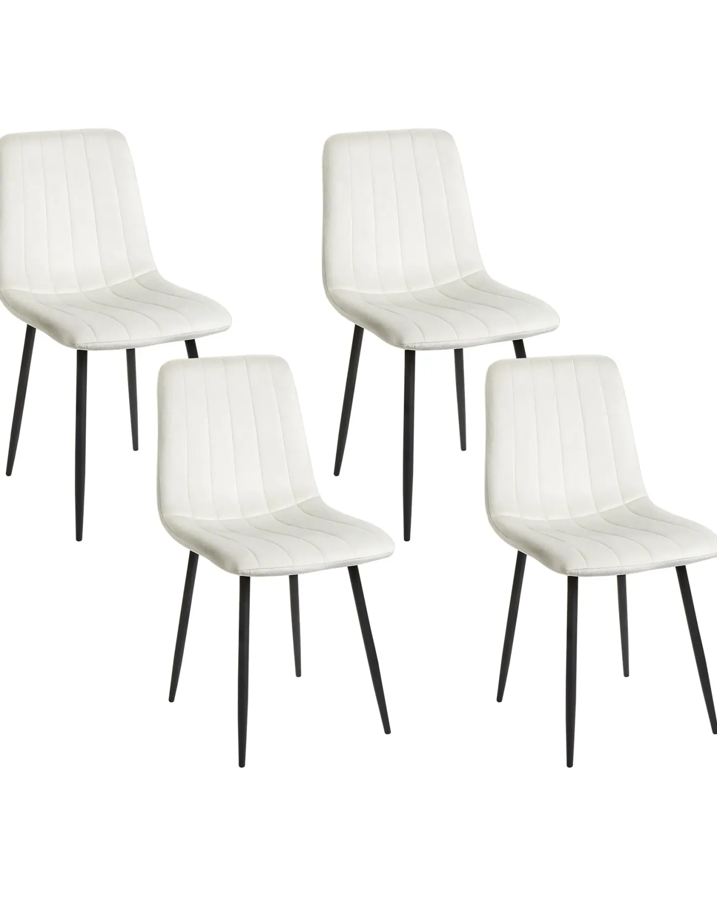 Sæt med 4 spisebordsstole KALISPELL Velour Cremehvid