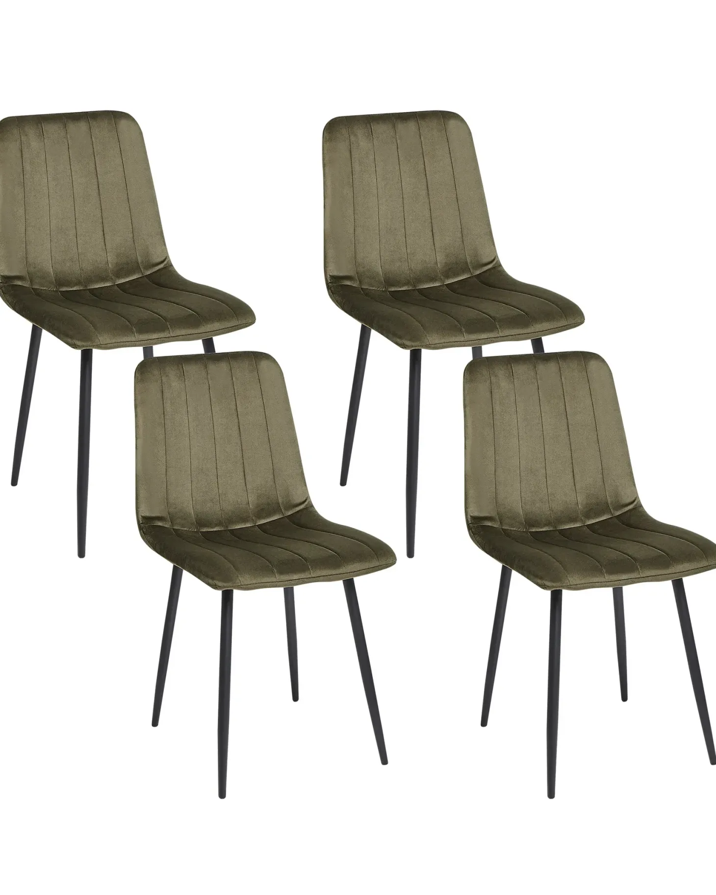 Sæt med 4 spisebordsstole KALISPELL Velour Olivengrøn