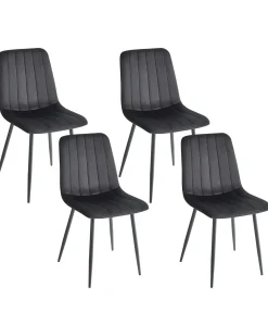Sæt med 4 spisebordsstole KALISPELL Velour Sort