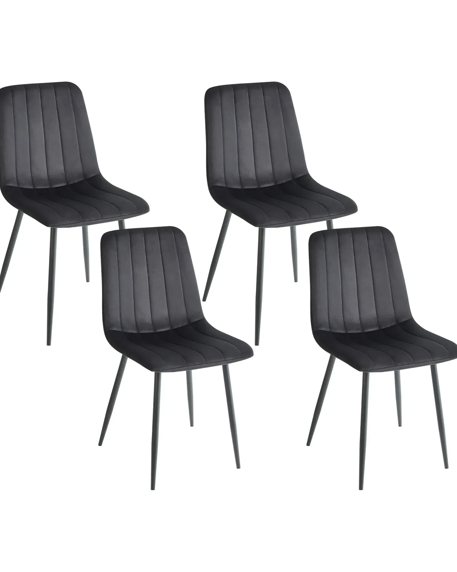 Sæt med 4 spisebordsstole KALISPELL Velour Sort