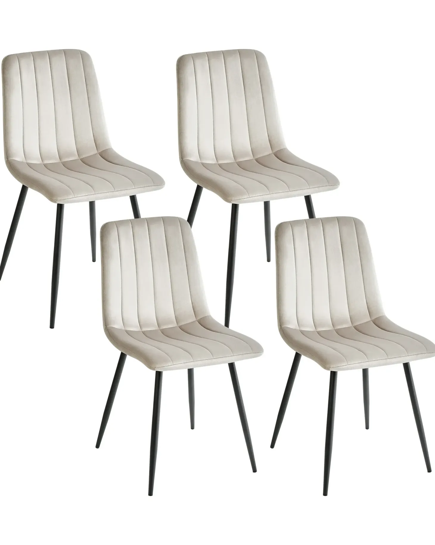 Sæt med 4 spisebordsstole KALISPELL Velour Beige