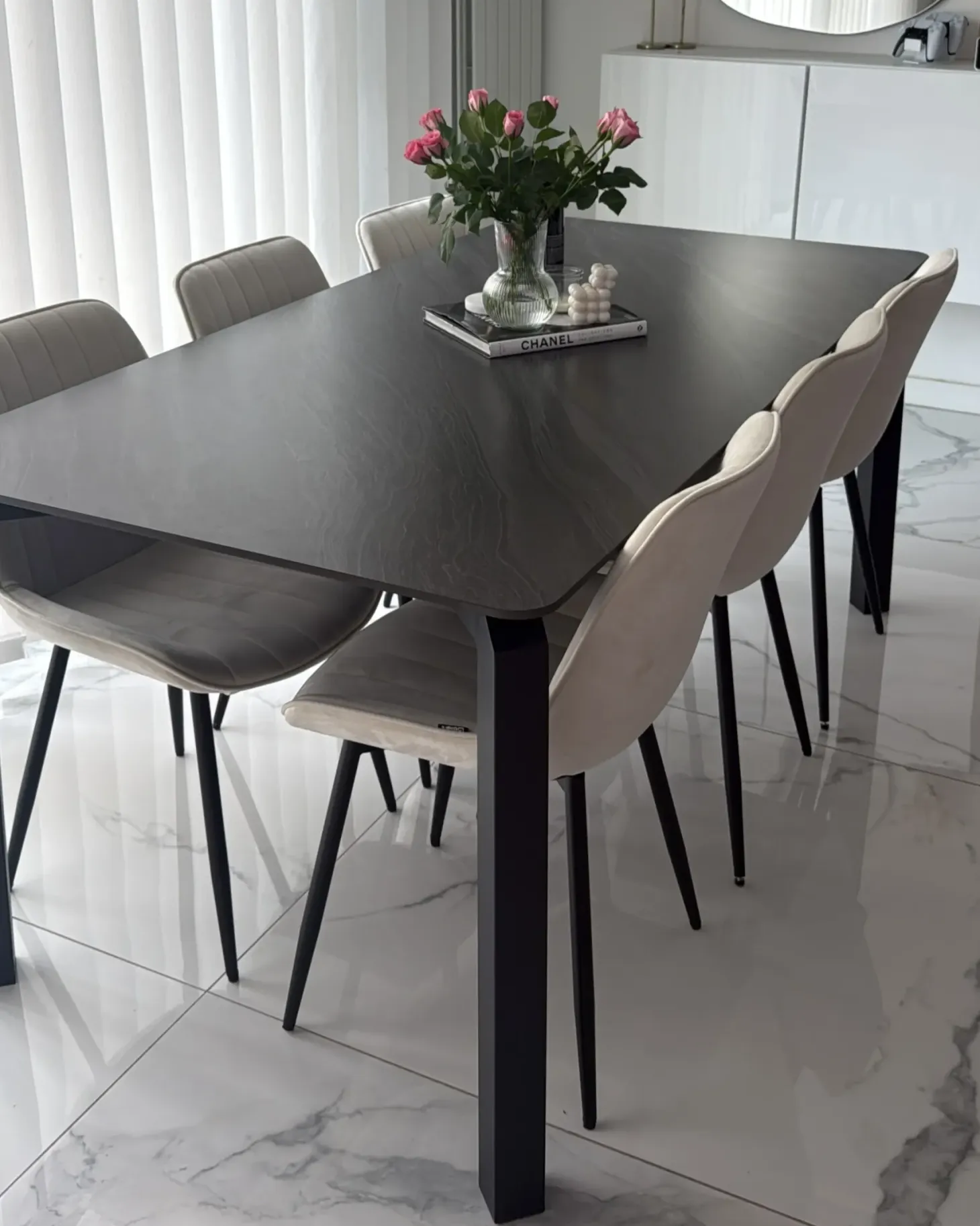 Sæt med 4 spisebordsstole KALISPELL Velour Beige