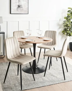 Sæt med 4 spisebordsstole KALISPELL Velour Beige