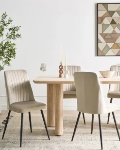 Sæt med 4 spisebordsstole KIRBY Velour Beige