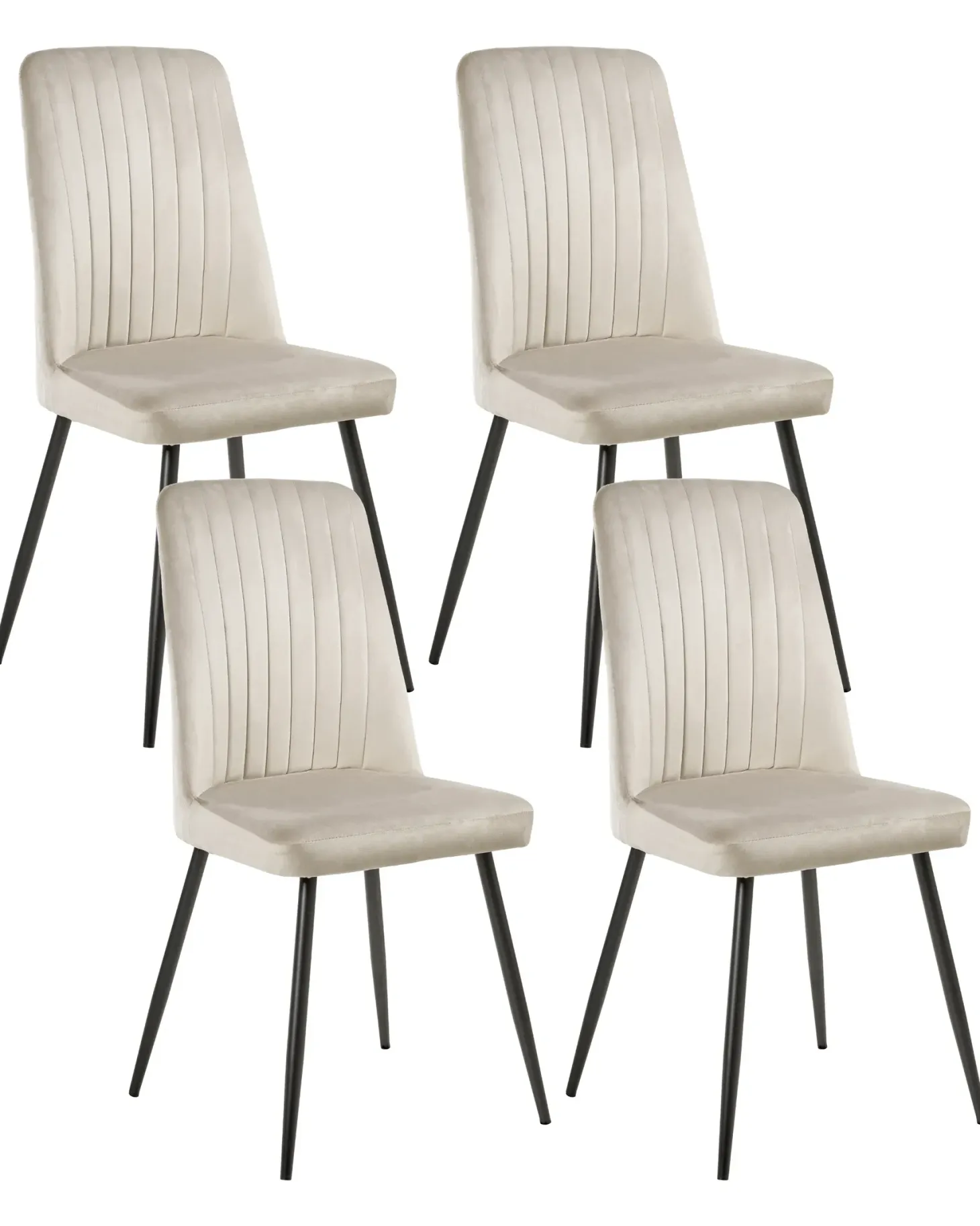 Sæt med 4 spisebordsstole KIRBY Velour Beige