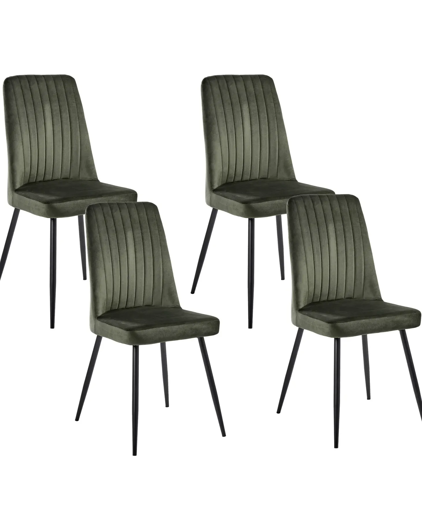 Sæt med 4 spisebordsstole KIRBY Velour Mørkegrøn