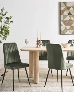 Sæt med 4 spisebordsstole KIRBY Velour Mørkegrøn