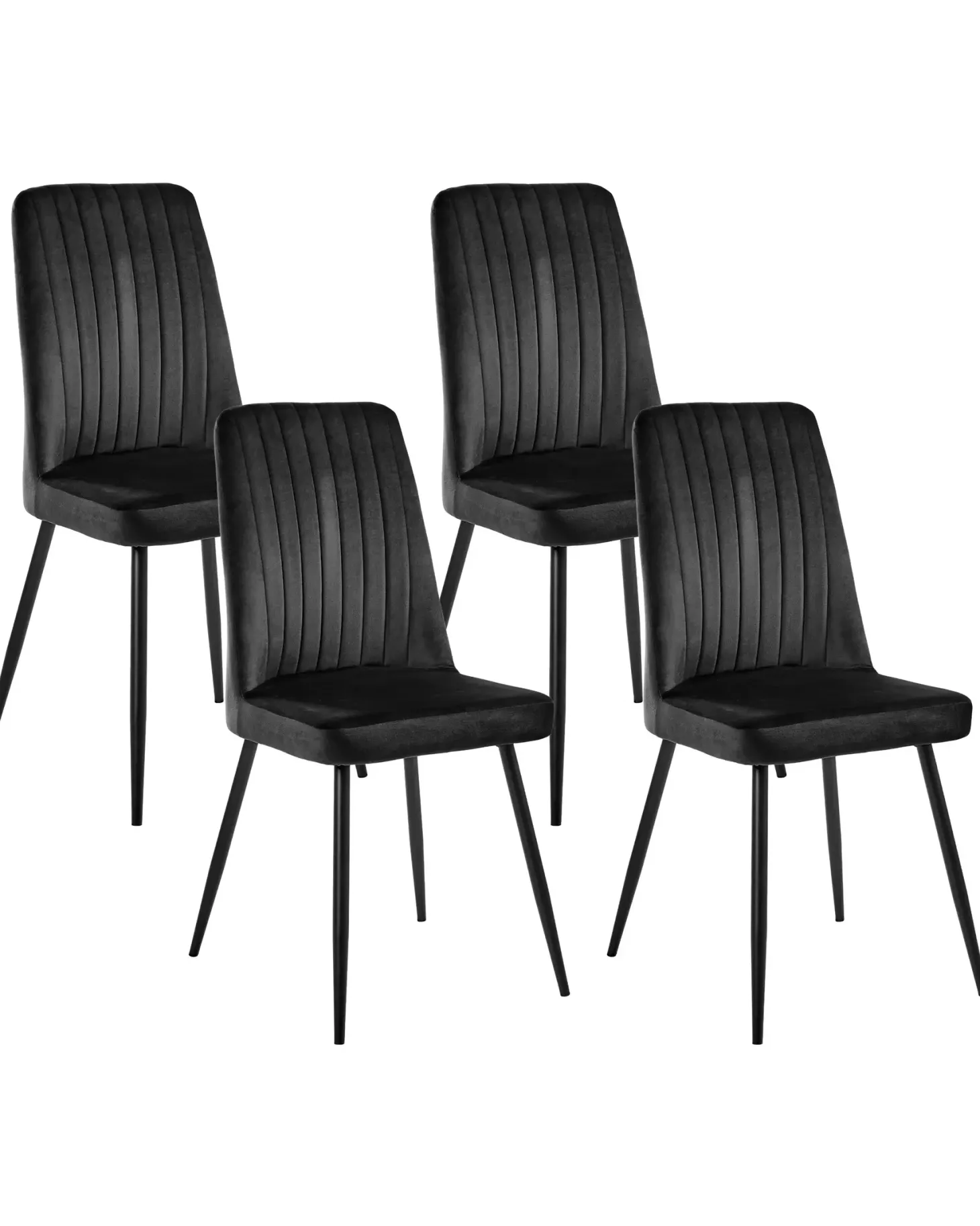 Sæt med 4 spisebordsstole KIRBY Velour Sort