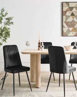 Sæt med 4 spisebordsstole KIRBY Velour Sort