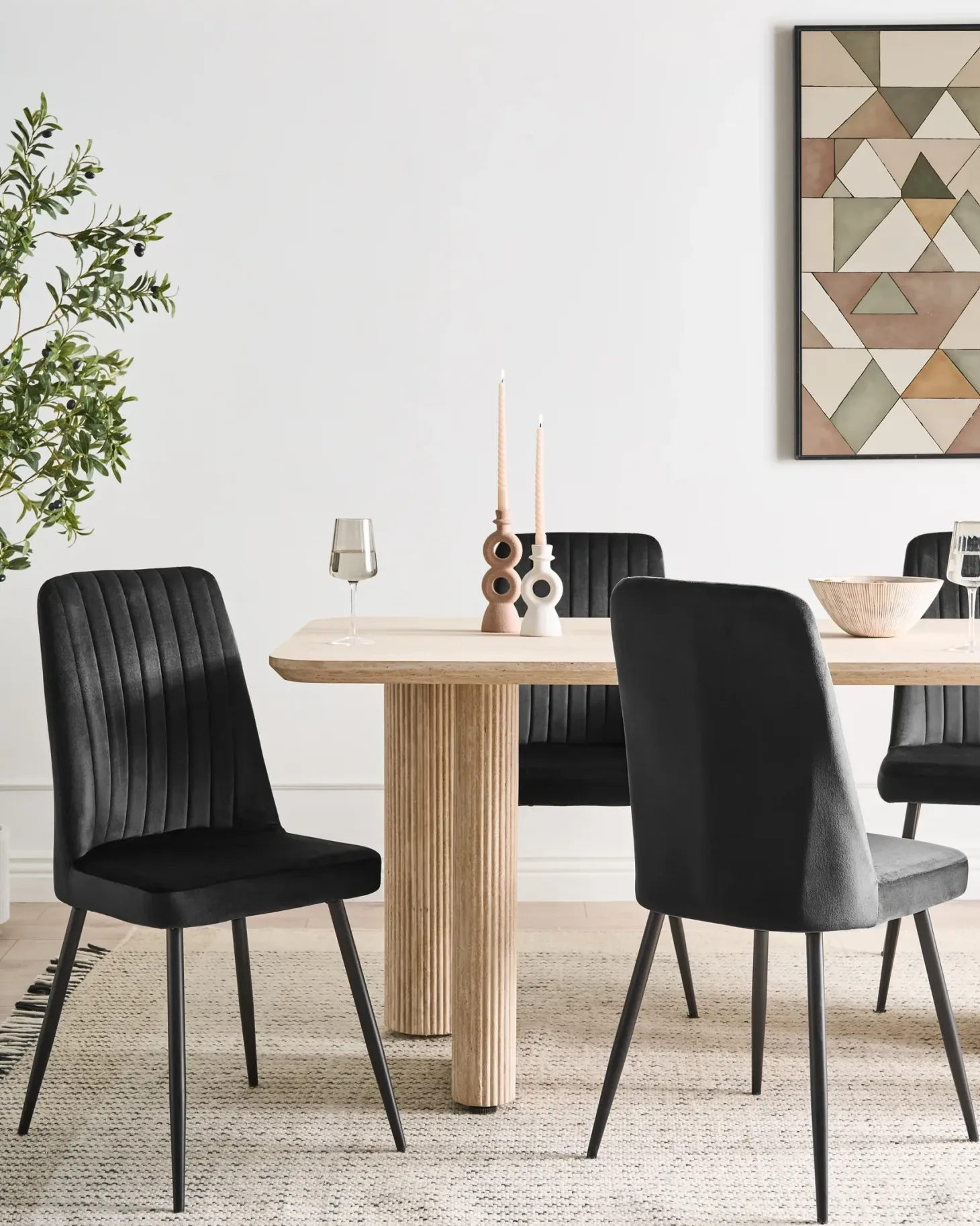 Sæt med 4 spisebordsstole KIRBY Velour Sort