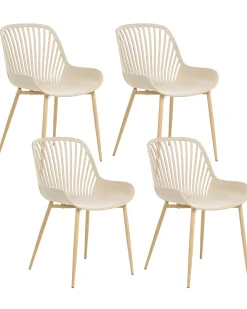 Sæt med 4 spisebordsstole KLEVE Beige