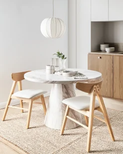 Sæt med 2 spisebordsstole LACOTA Træ Lysebrun/grå