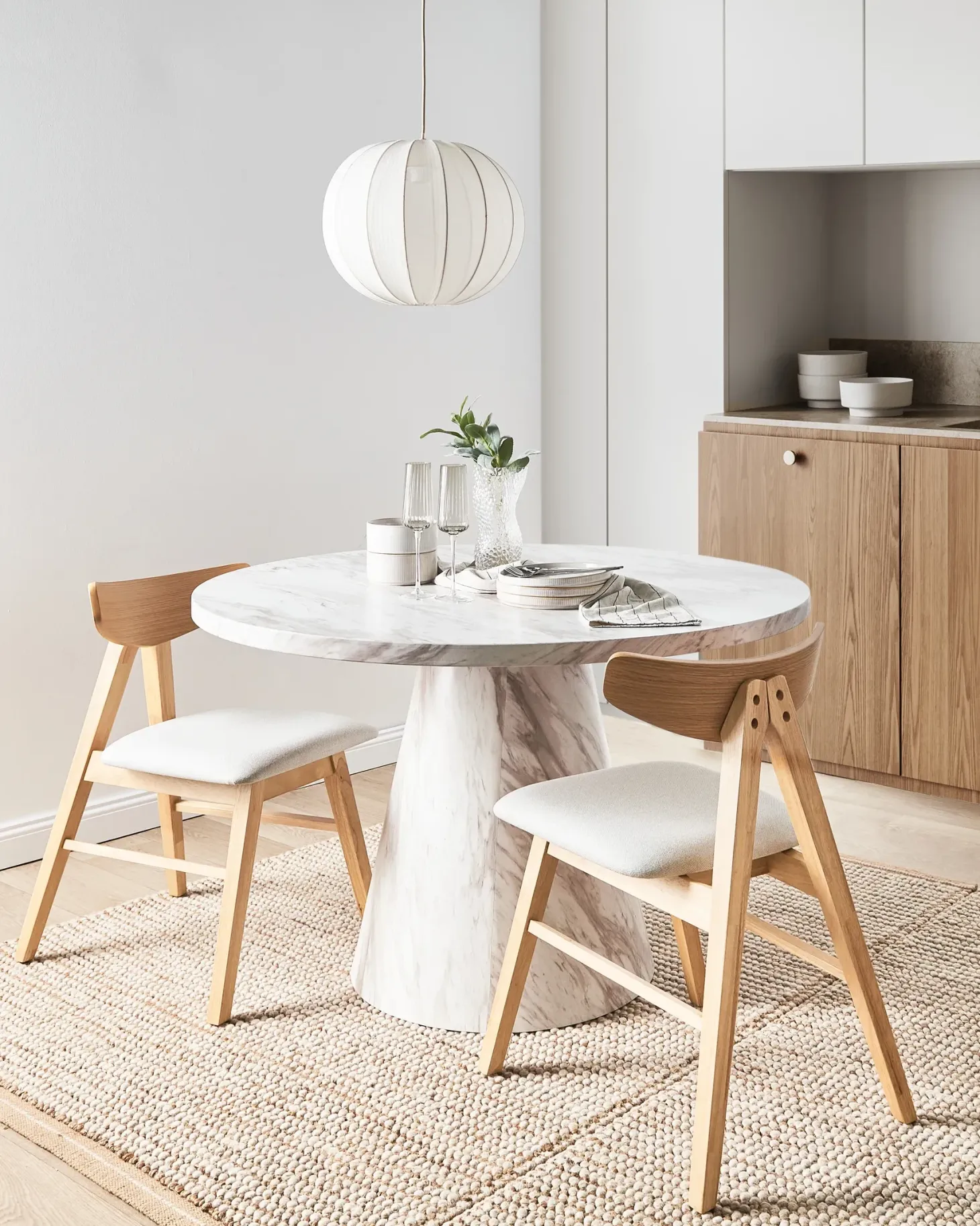 Sæt med 2 spisebordsstole LACOTA Træ Lysebrun/grå