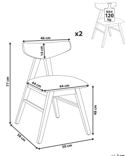 Sæt med 2 spisebordsstole LACOTA Træ Lysebrun/grå