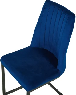 Sæt med 2 spisebordsstole LAVONIA Velour Navy Blå