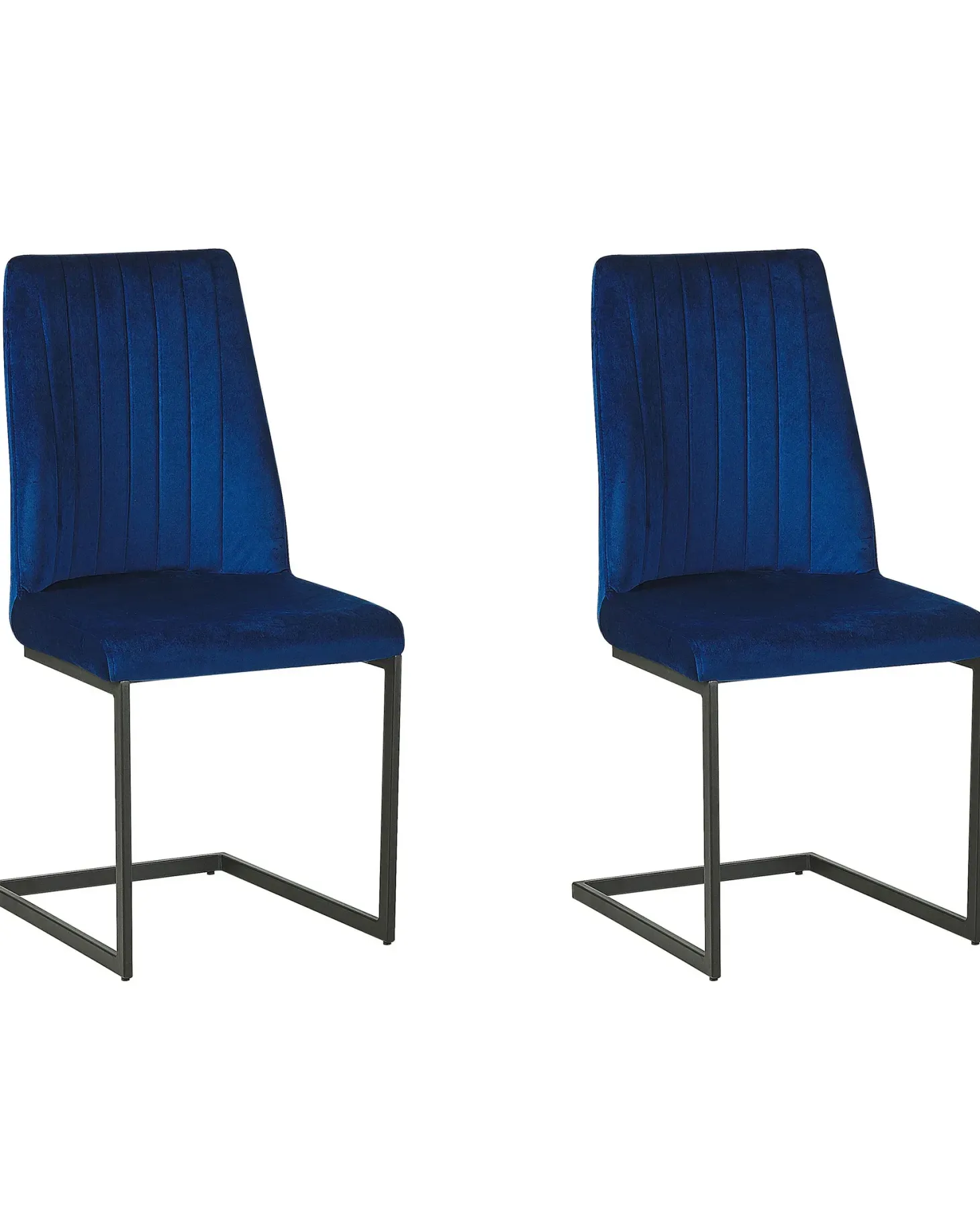 Sæt med 2 spisebordsstole LAVONIA Velour Navy Blå
