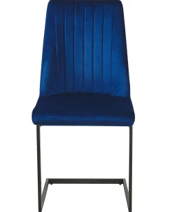 Sæt med 2 spisebordsstole LAVONIA Velour Navy Blå