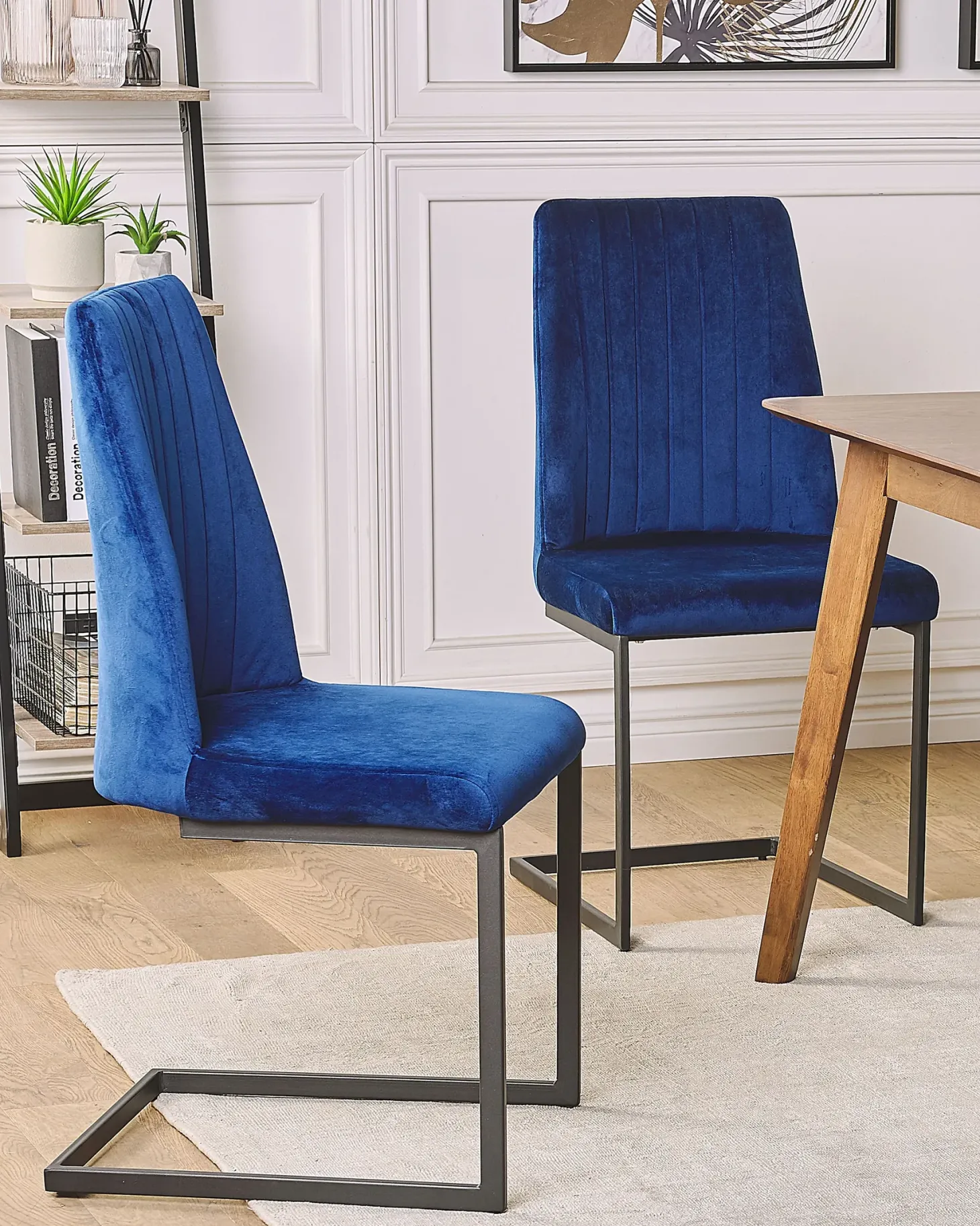 Sæt med 2 spisebordsstole LAVONIA Velour Navy Blå