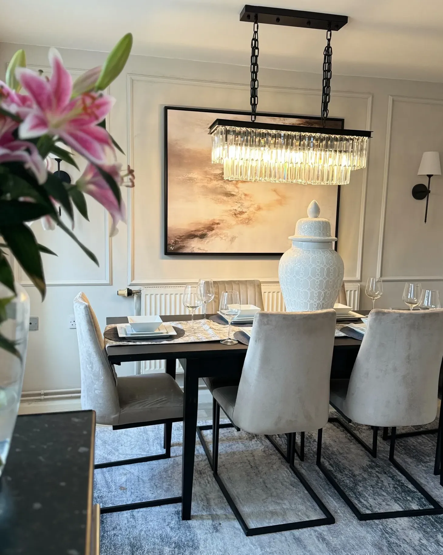Sæt med 2 spisebordsstole LAVONIA Velour Brungrå