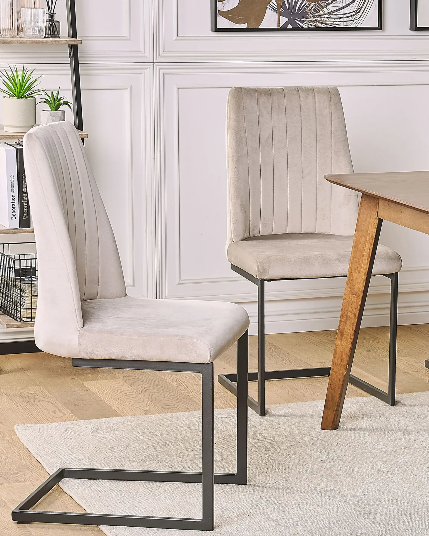 Sæt med 2 spisebordsstole LAVONIA Velour Brungrå