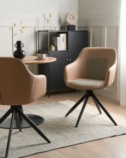 Sæt med 2 spisebordsstole LIKELY Kunstlæder Sand Beige